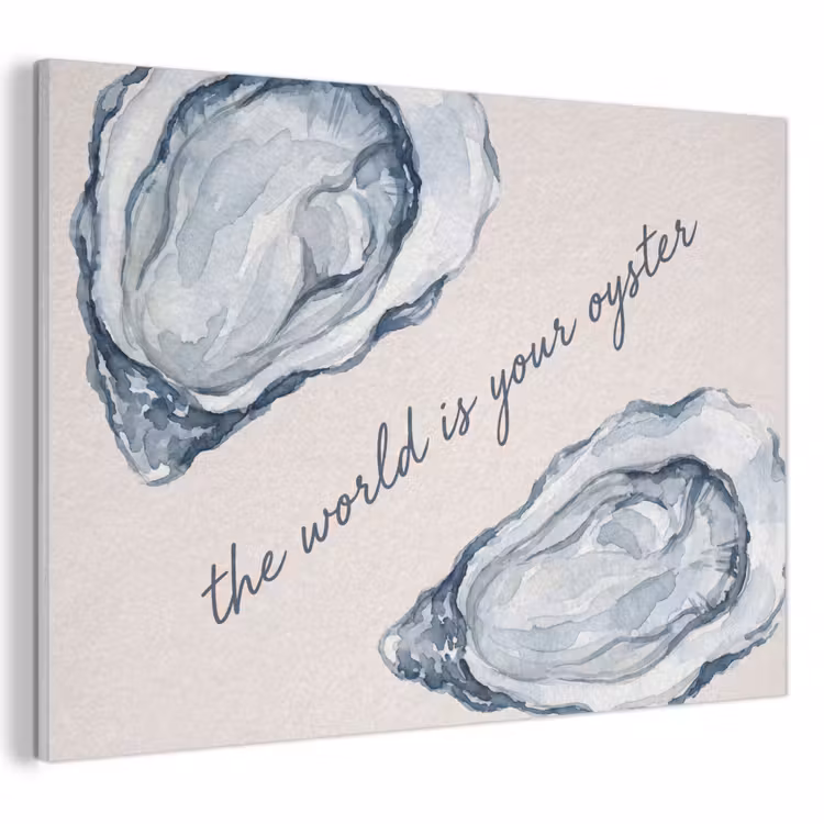Zeeleven - Oester - Aquarel - Minimalistisch - Blauw PET vilt klein -3d