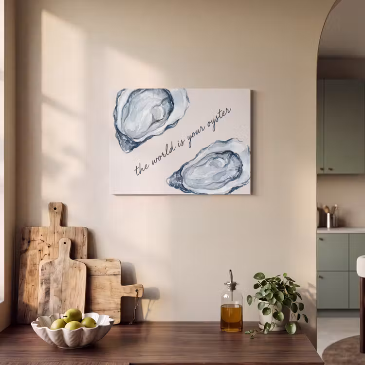 Zeeleven - Oester - Aquarel - Minimalistisch - Blauw PET vilt klein -sfeer2