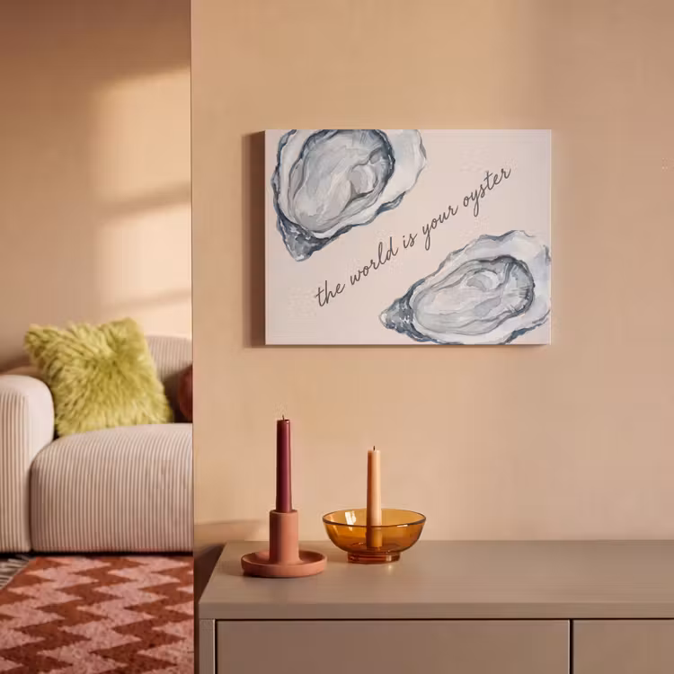 Zeeleven - Oester - Aquarel - Minimalistisch - Blauw PET vilt klein -sfeer1