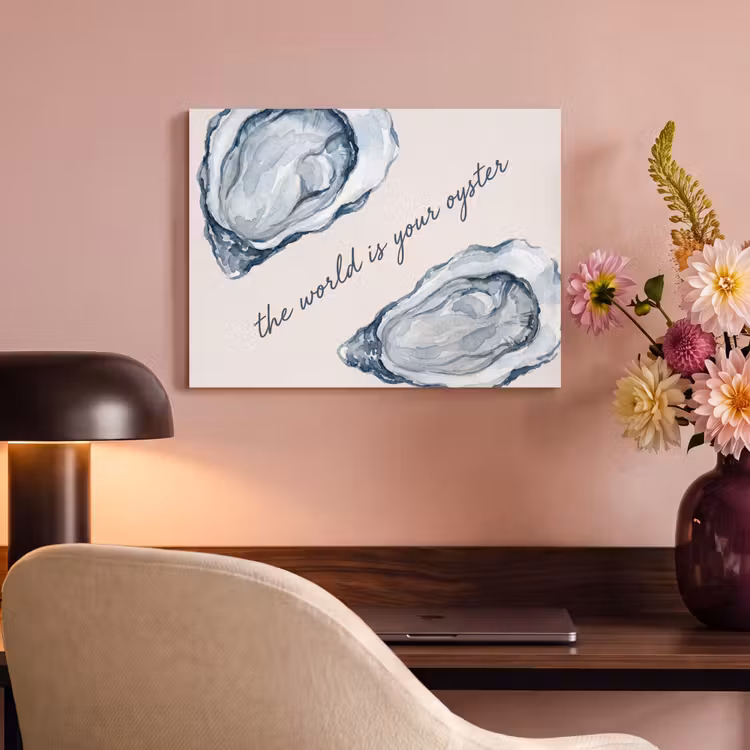 Zeeleven - Oester - Aquarel - Minimalistisch - Blauw PET vilt klein -sfeer3