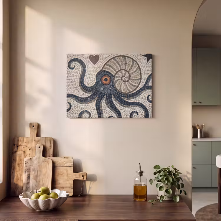 Zeeleven - Mozaïek - Kunst - Vintage - Beige PET vilt klein -sfeer2