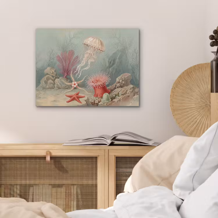 Zeeleven - Kwal - Onderwater - Illustratie - Beige PET vilt klein -sfeer3