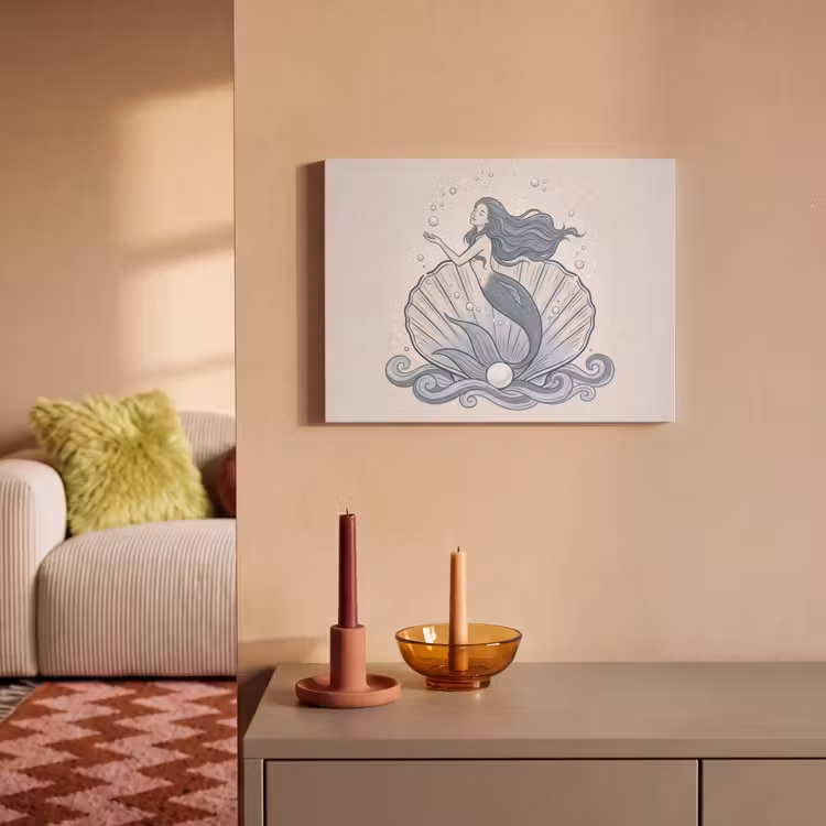 Zeemeermin - Schelp - Zee - Fantasie - Blauw PET vilt klein -sfeer1