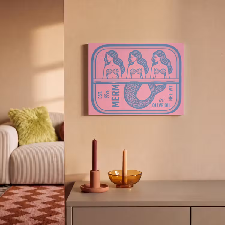 Meermin - Sardineblik - Illustratie - Roze - Retro PET vilt klein -sfeer1