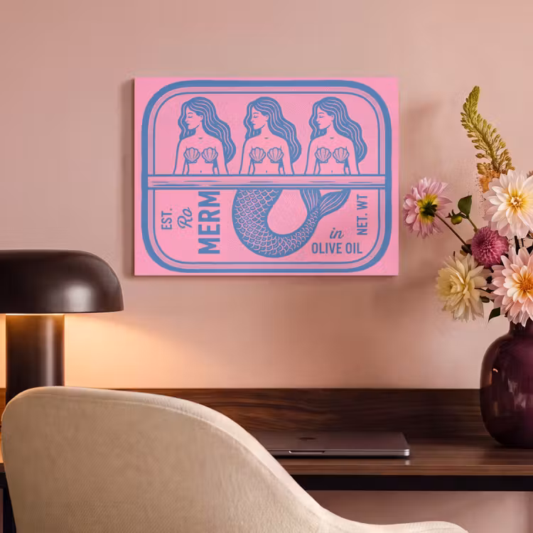 Meermin - Sardineblik - Illustratie - Roze - Retro PET vilt klein -sfeer3