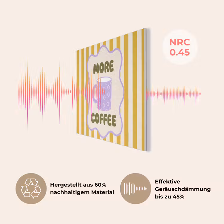 More coffee - Geel - Paars - Strepen - Mok PET vilt klein -USP_DE