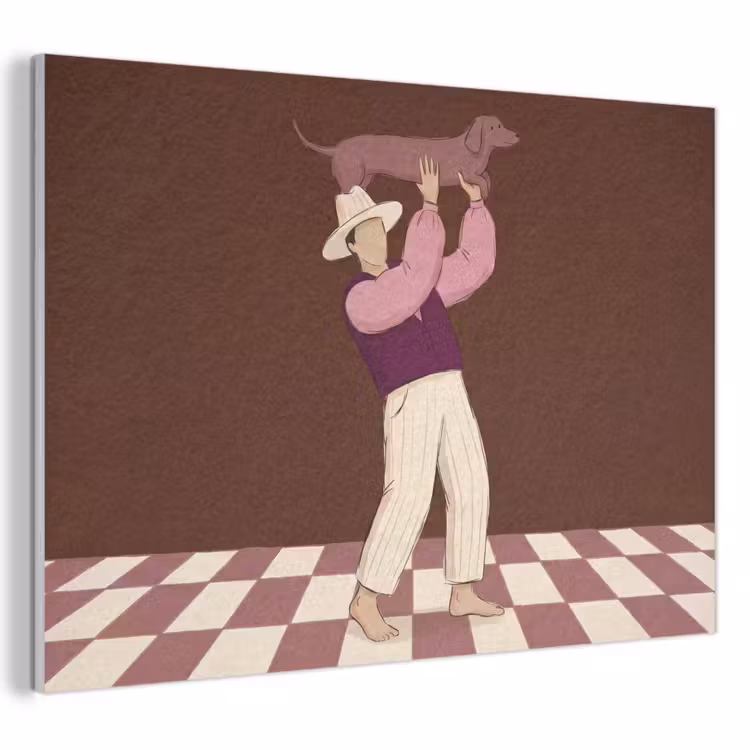 Mens - Hond - Dieren - Abstract - Roze PET vilt klein -3d