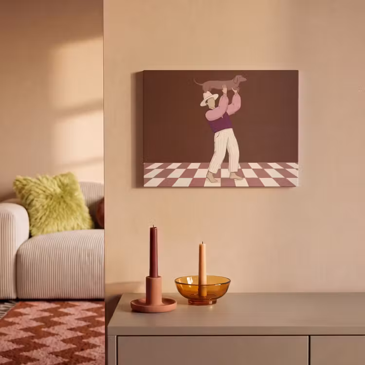 Mens - Hond - Dieren - Abstract - Roze PET vilt klein -sfeer1