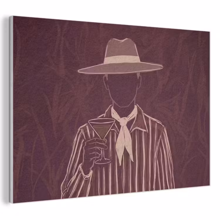 Mens - Hoed - Cocktail - Abstract - Bruin PET vilt klein -3d