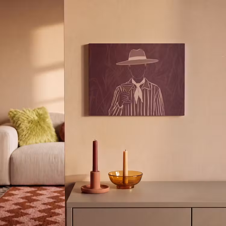 Mens - Hoed - Cocktail - Abstract - Bruin PET vilt klein -sfeer1