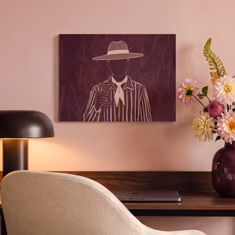 Mens - Hoed - Cocktail - Abstract - Bruin PET vilt klein -sfeer3