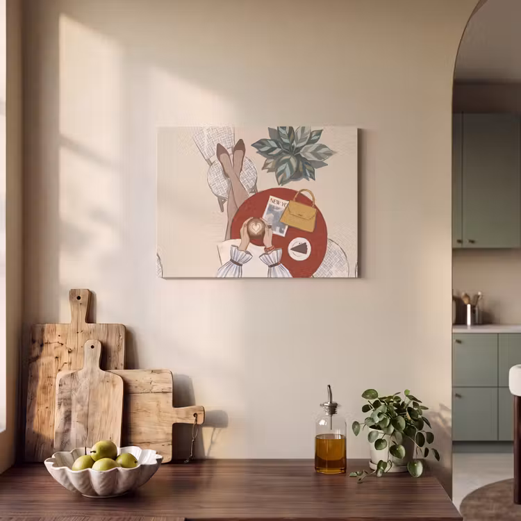 Mensen - Cafe - Koffie - Stadsleven - Modern PET vilt klein -sfeer2