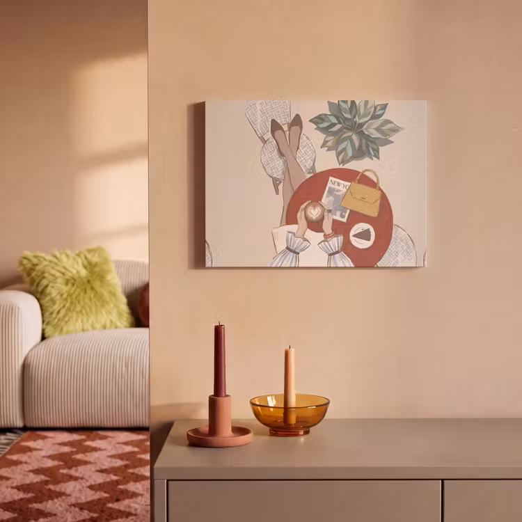 Mensen - Cafe - Koffie - Stadsleven - Modern PET vilt klein -sfeer1