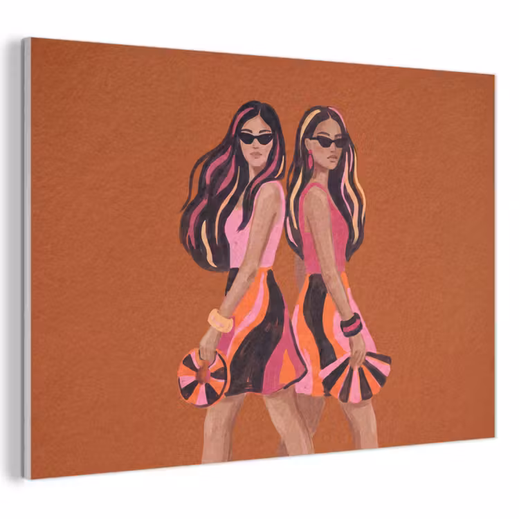 Mensen - Duo - Mode - Illustratie - Kleurrijk PET vilt klein -3d