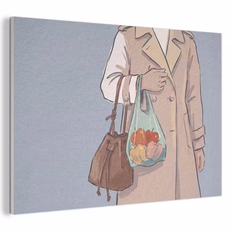 Mensen - Boodschappen - Stadsleven - Modern - Kleurrijk PET vilt klein -3d