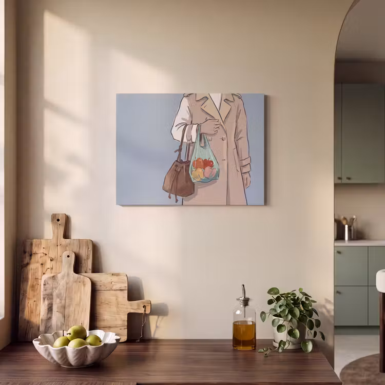 Mensen - Boodschappen - Stadsleven - Modern - Kleurrijk PET vilt klein -sfeer2