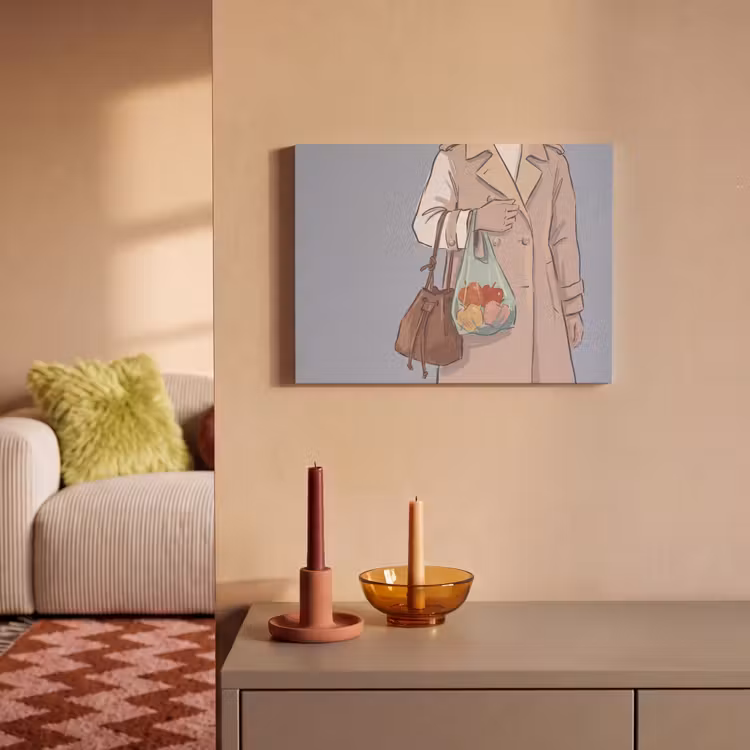 Mensen - Boodschappen - Stadsleven - Modern - Kleurrijk PET vilt klein -sfeer1