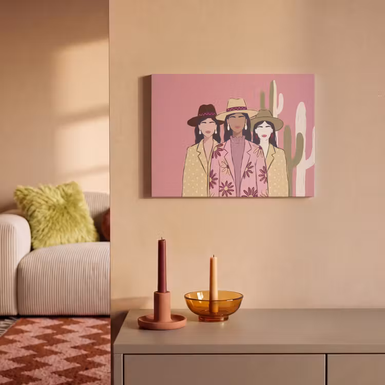 Mensen - Hoeden - Abstract - Roze - Portret PET vilt klein -sfeer1