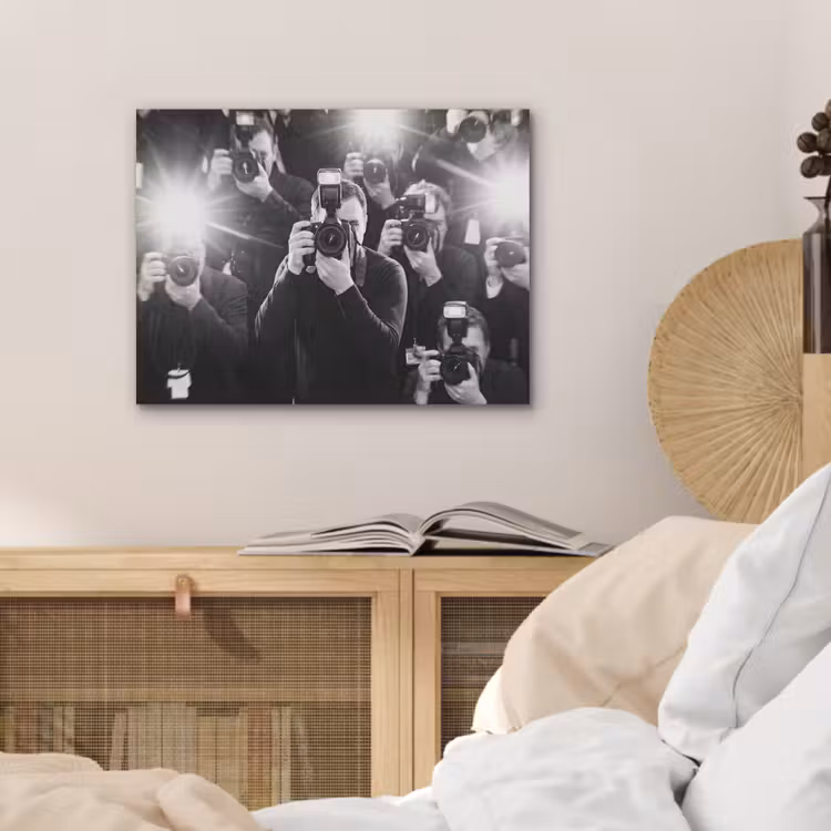 Mensen - Camera - Flitslicht - Zwart-wit - Media PET vilt klein -sfeer3