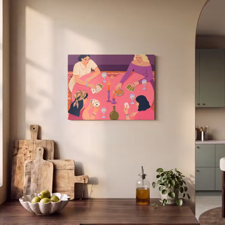 Mensen - Kaartspel - Interieur - Modern - Kleurrijk PET vilt klein -sfeer2