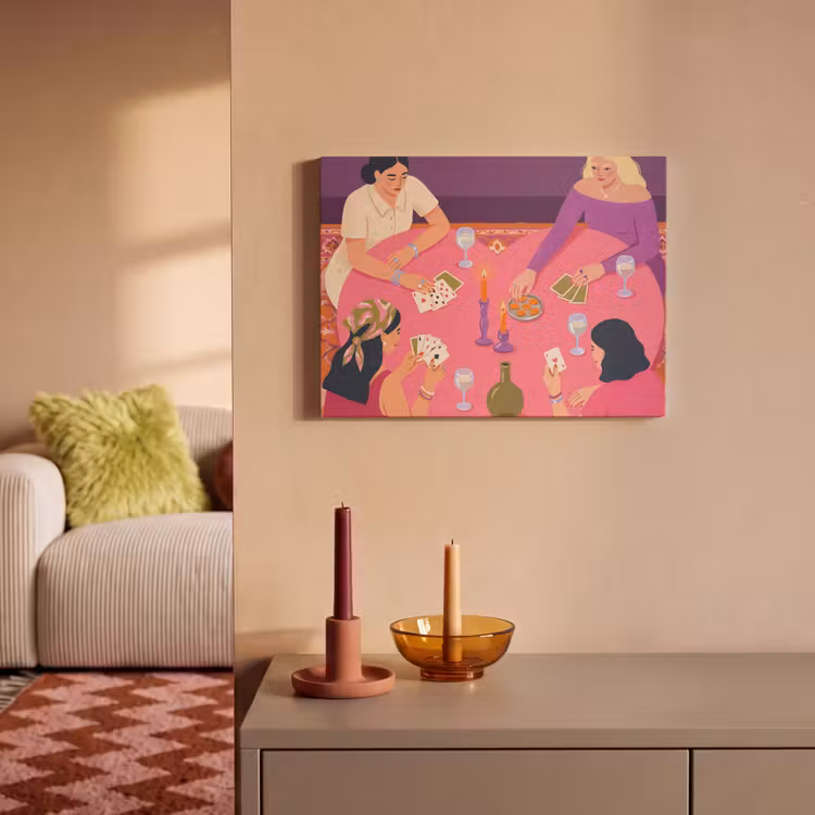Mensen - Kaartspel - Interieur - Modern - Kleurrijk PET vilt klein -sfeer1