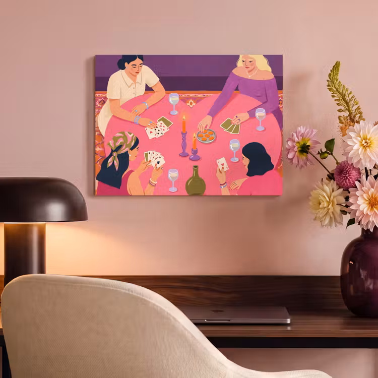 Mensen - Kaartspel - Interieur - Modern - Kleurrijk PET vilt klein -sfeer3