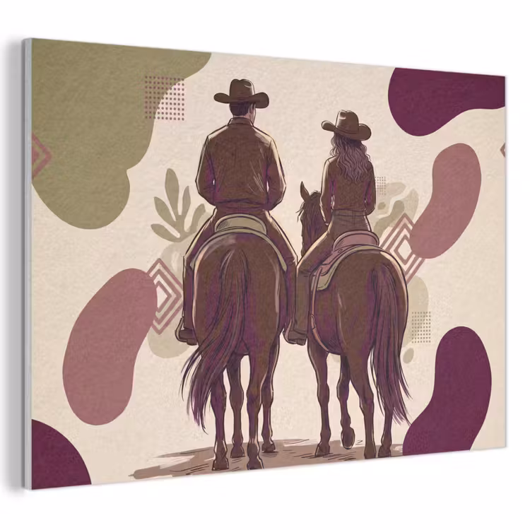 Mensen - Ruiters - Western - Illustratie - Bruin PET vilt klein -3d