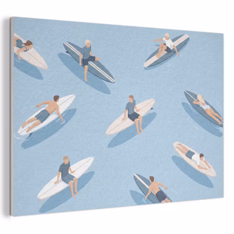 Mensen - Surfen - Water - Zomer - Illustratie PET vilt klein -3d