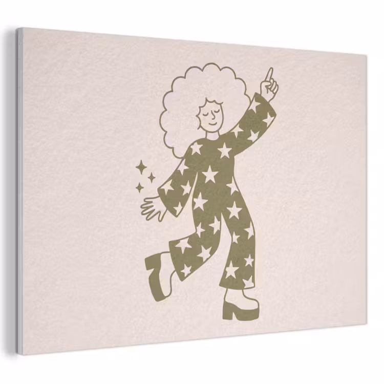 Mensen - Dansend - Feest - Vintage - Groen PET vilt klein -3d