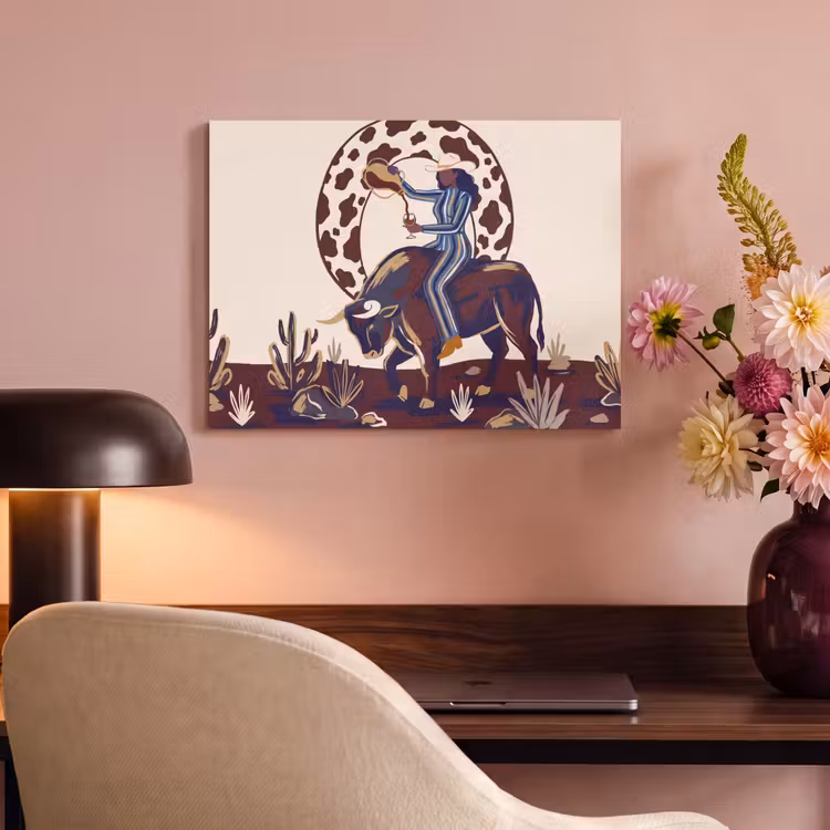 Mensen - Dieren - Cowboy - Abstract - Kleurrijk PET vilt klein -sfeer3