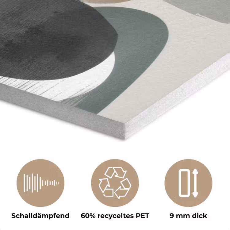 Minimalistisch - Cirkels - Penseelstreken - Beige PET vilt klein -closeup_DE