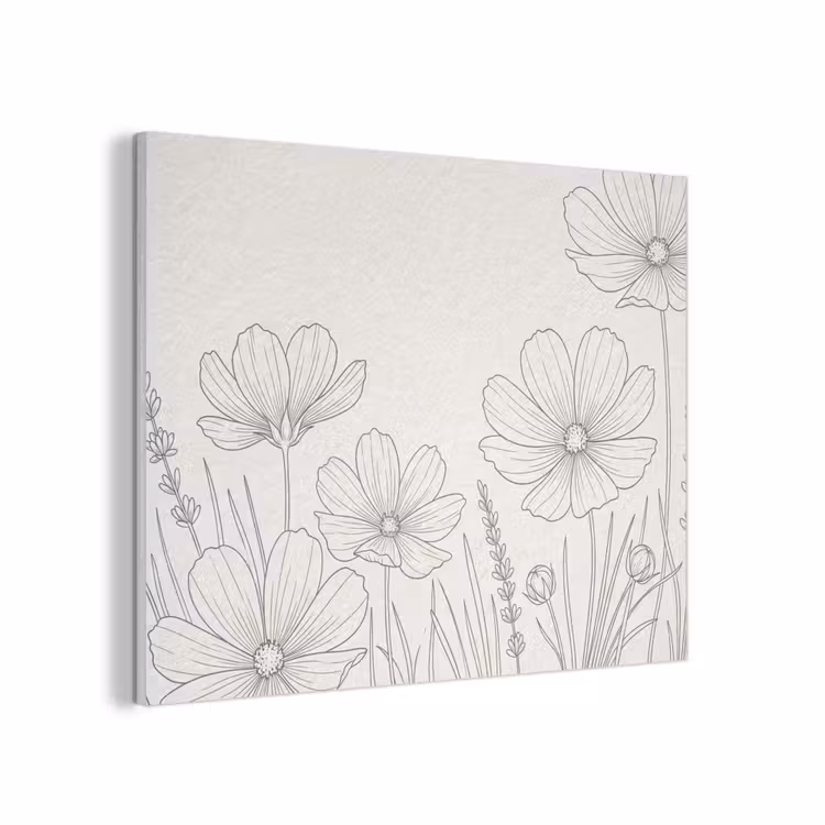 Minimalistisch - Modern - Bloemen - Beige PET vilt klein -3d