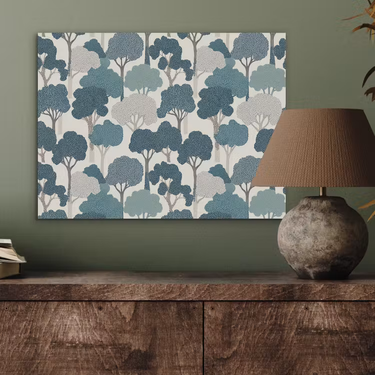 Modern - Bomen - Bos - Patroon - Blauw PET vilt klein 837 -sfeer2
