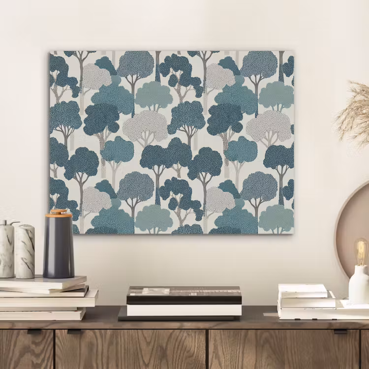 Modern - Bomen - Bos - Patroon - Blauw PET vilt klein 837 -sfeer1