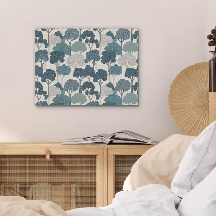 Modern - Bomen - Bos - Patroon - Blauw PET vilt klein 837 -sfeer3