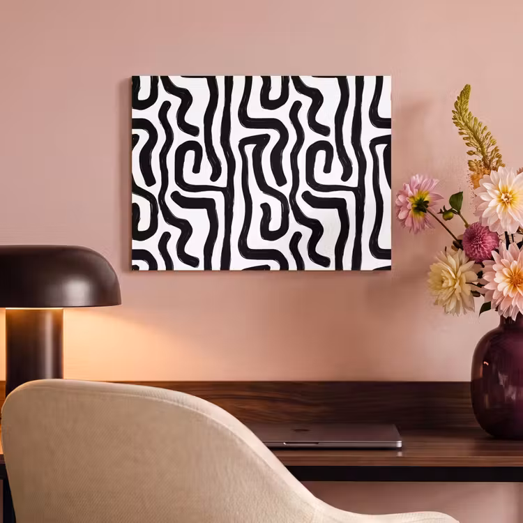 Modern - Lijnen - Zwart PET vilt klein 837 -sfeer3