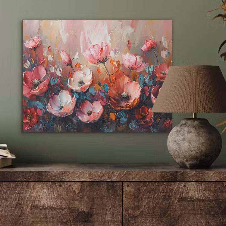 Klaprozen - Roze - Bloemen - Botanisch - Kunst PET vilt klein -sfeer2