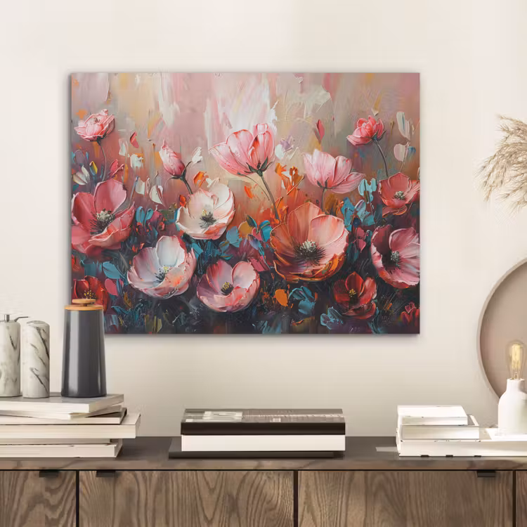 Klaprozen - Roze - Bloemen - Botanisch - Kunst PET vilt klein -sfeer1