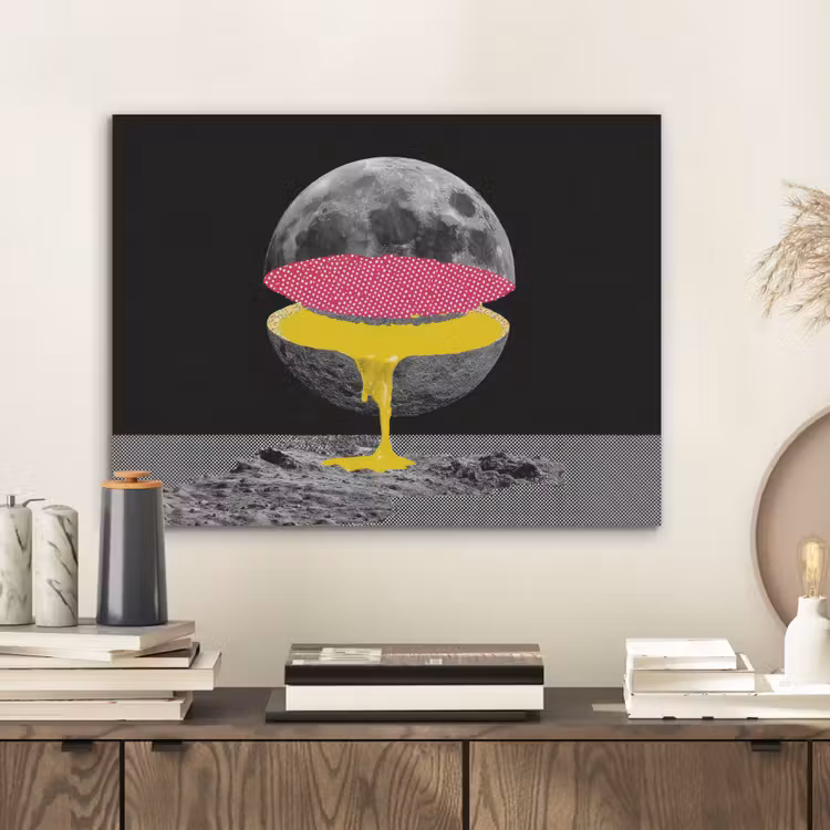 Maan - Geel - Roze - Zwart PET vilt klein -sfeer1