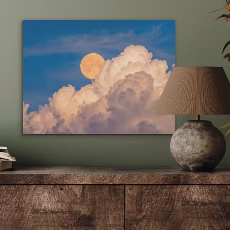 Maan - Wolken - Natuur - Oranje PET vilt klein -sfeer2