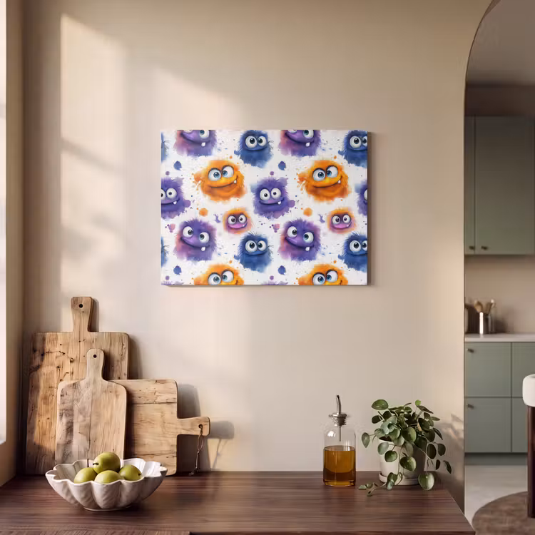 Monstertjes - Aquarel - Kleurrijk PET vilt klein 837 -sfeer2