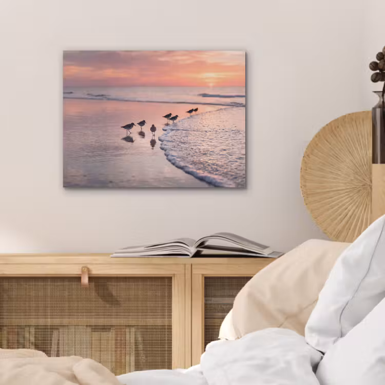 Meeuwen - Strand - Zee - Roze PET vilt klein -sfeer3