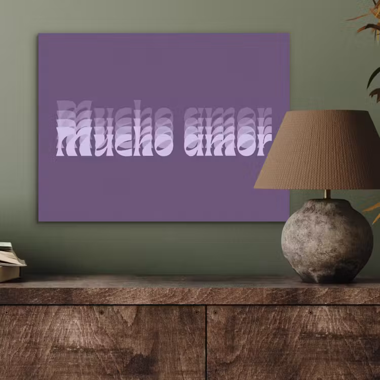 Mucho amor - Paars - Grafisch PET vilt klein -sfeer2