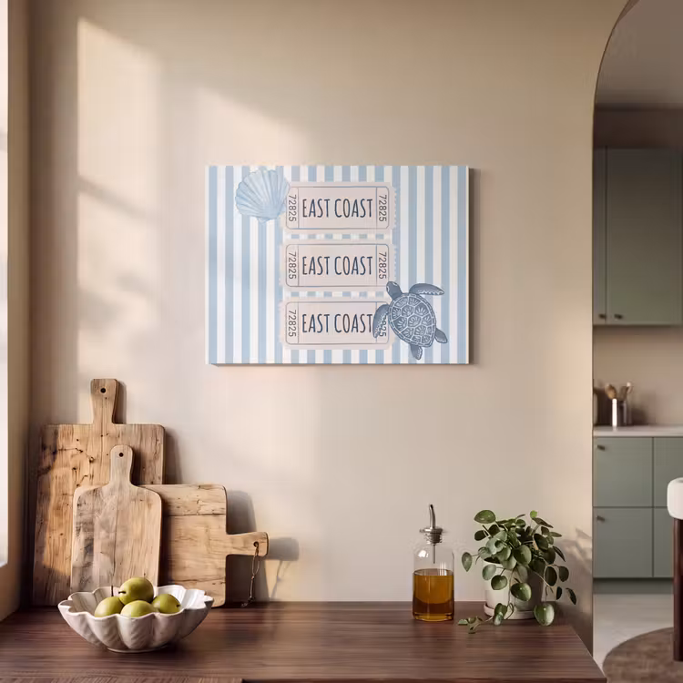 Schelp - Oceaan - Kust - Blauw - Illustratie PET vilt klein -sfeer2