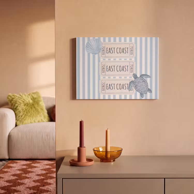 Schelp - Oceaan - Kust - Blauw - Illustratie PET vilt klein -sfeer1