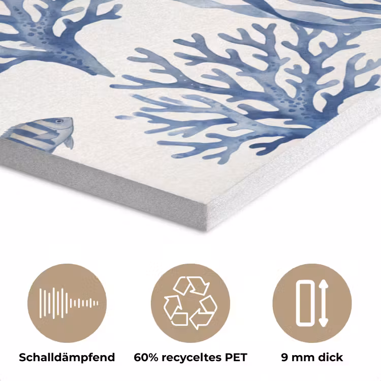 Schelp - Spiraal - Zeeleven - Aquarel - Blauw PET vilt klein -closeup_DE