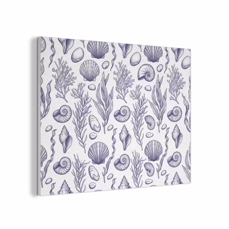 Schelpen - Zeewier - Oceaan - Illustratie - Blauw PET vilt klein -3d
