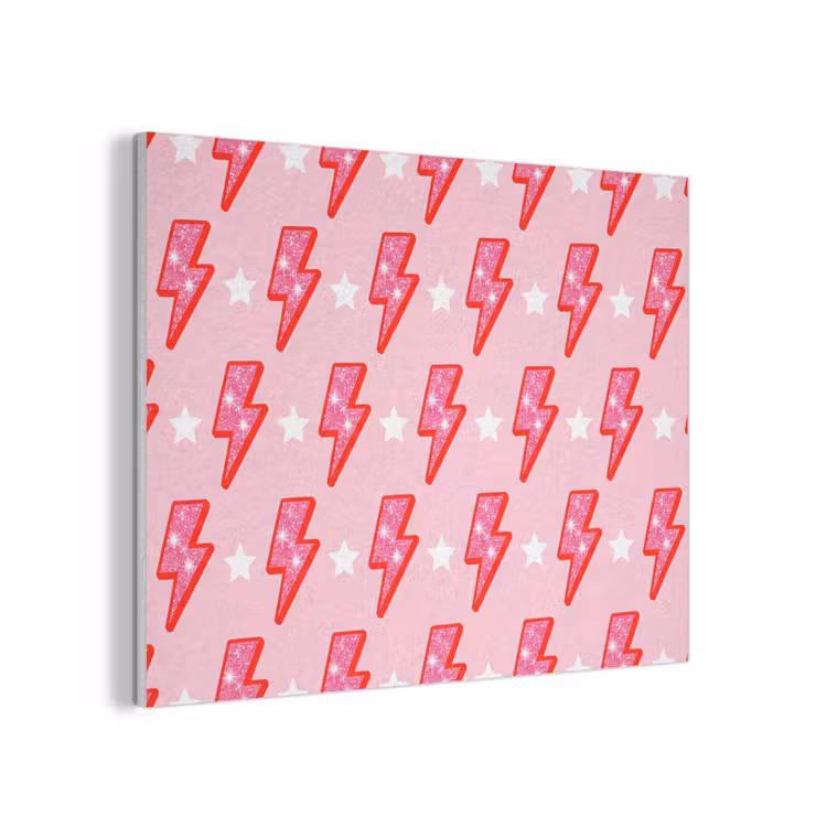 Patroon - Bliksem - Ster - Glitter - Roze PET vilt klein -3d