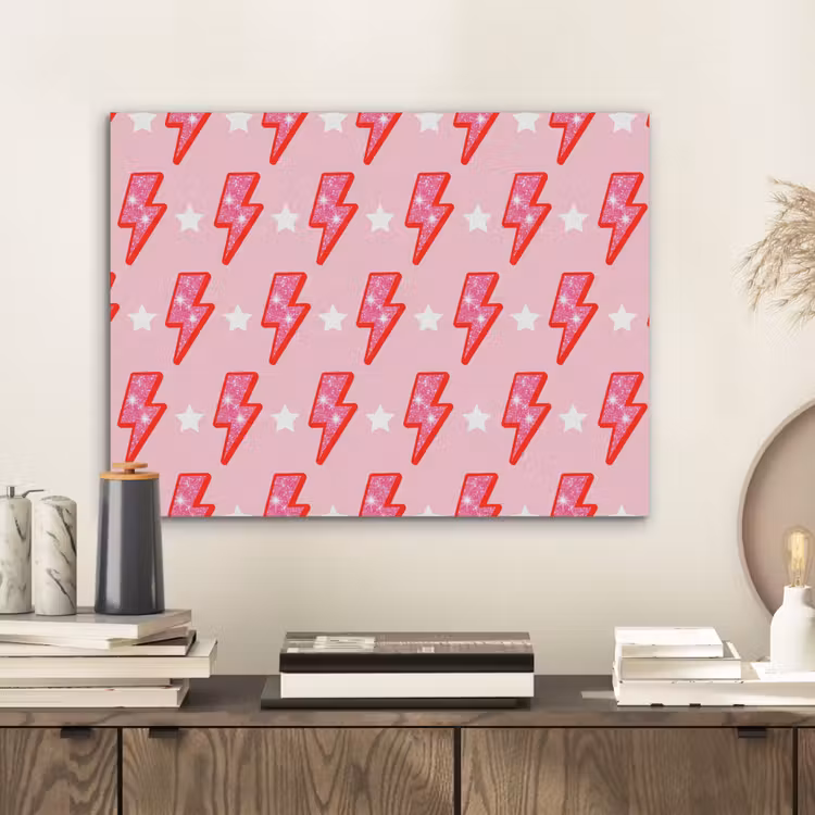 Patroon - Bliksem - Ster - Glitter - Roze PET vilt klein -sfeer1