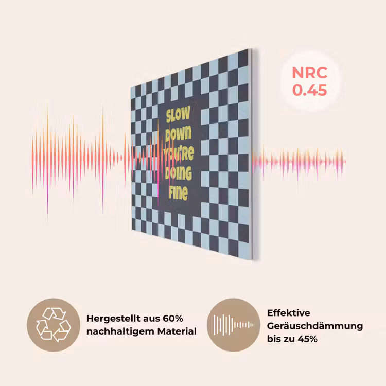 Patroon - Geblok - Blauw - Slow down you're doing fine PET vilt klein -USP_DE